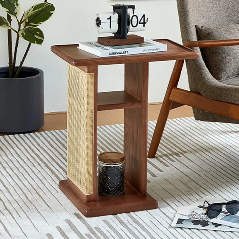 Modern All Solid Wood Bedroom Living Room Mobile Side Table Sofa Coffee Table Leisure Bedside Office Desk Mesa