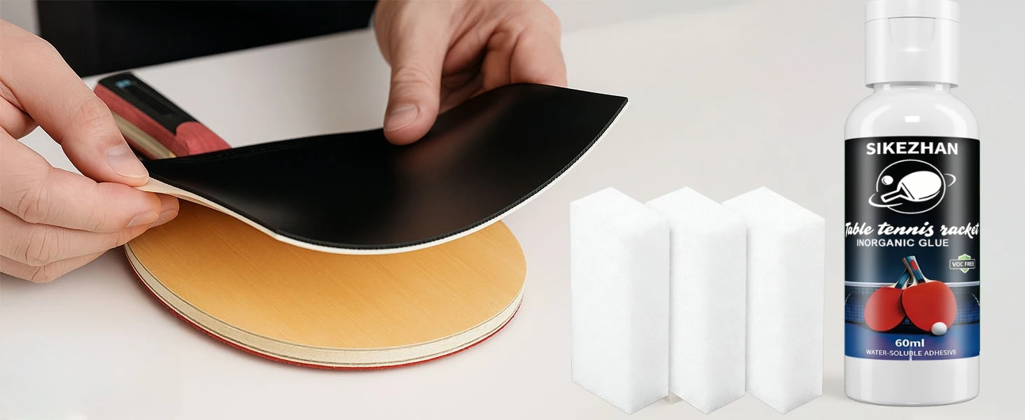 Professionelles Tischtenniskleber-Set 60ml + 3 Schwämme - Tischtennisschläger-Klebstoff für Schlägermontage, Gummiersatz & Reparatur – Detail 11