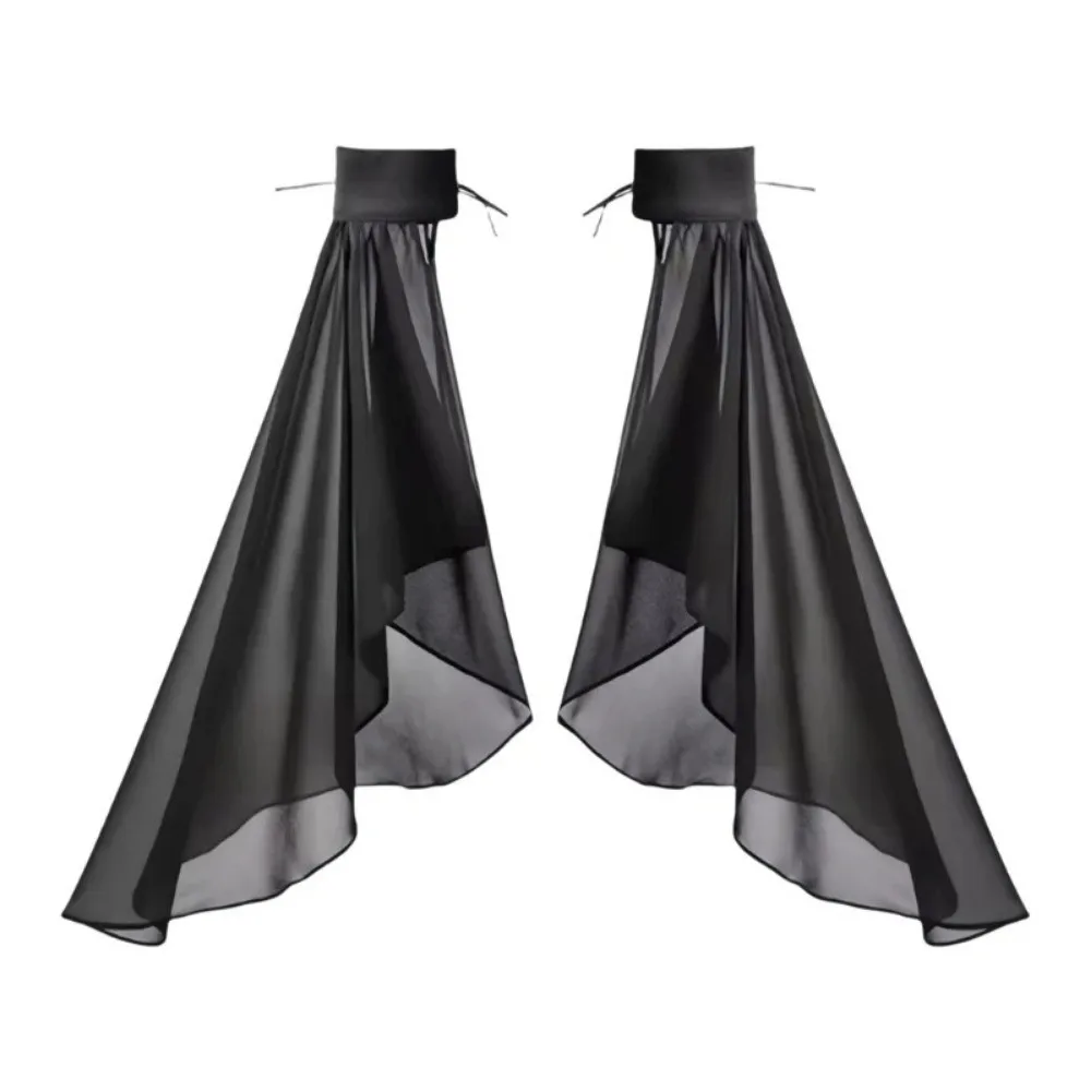 1 Paio di Maniche Lunghe Staccabili in Tulle per Donne, Sottili e Traspiranti, con Polsini in Chiffon e Lacci Regolabili, Protezione Solare