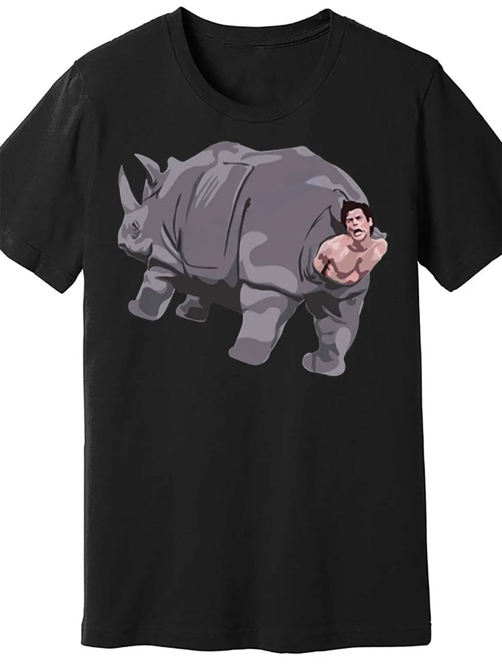 Men'S Funny Rhino Graphic T-Shirt Ace Ventura Movie Design Black Casual Short Sleeve Tee Playful Cartoon Rhino Ace Regular Fit