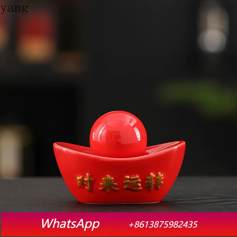 

CX Lucky Yuanbao Play with Small Objects Ornaments Ceramic Tea Pet Ornament Table