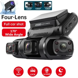 4Ch Dash Cam 4*1080P For Cars 3Ch 1080P+2*1080P Auto Video Recorder WiFi GPS 8 Infrared Lights Van Taxi 24H Parking 170° Car DVR