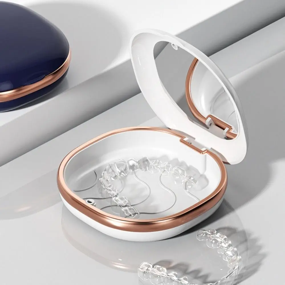 Reizen met spiegelbeugels Doos Aftappen Soak Box Kunstgebit Opbergdoos Reinigingsdoos Orthodontische Retainer Case