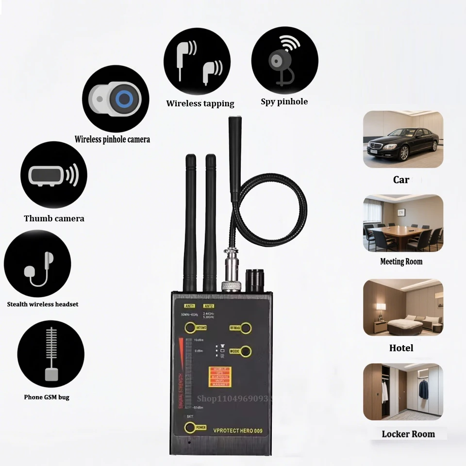 

Hero 009 Беспроводной детектор сигналов VHF/UHF Anti-Spy GSM Wi-Fi Finder Магнитный сигнал MAG Беспроводной детектор ошибок, камеры и GPS-трекера