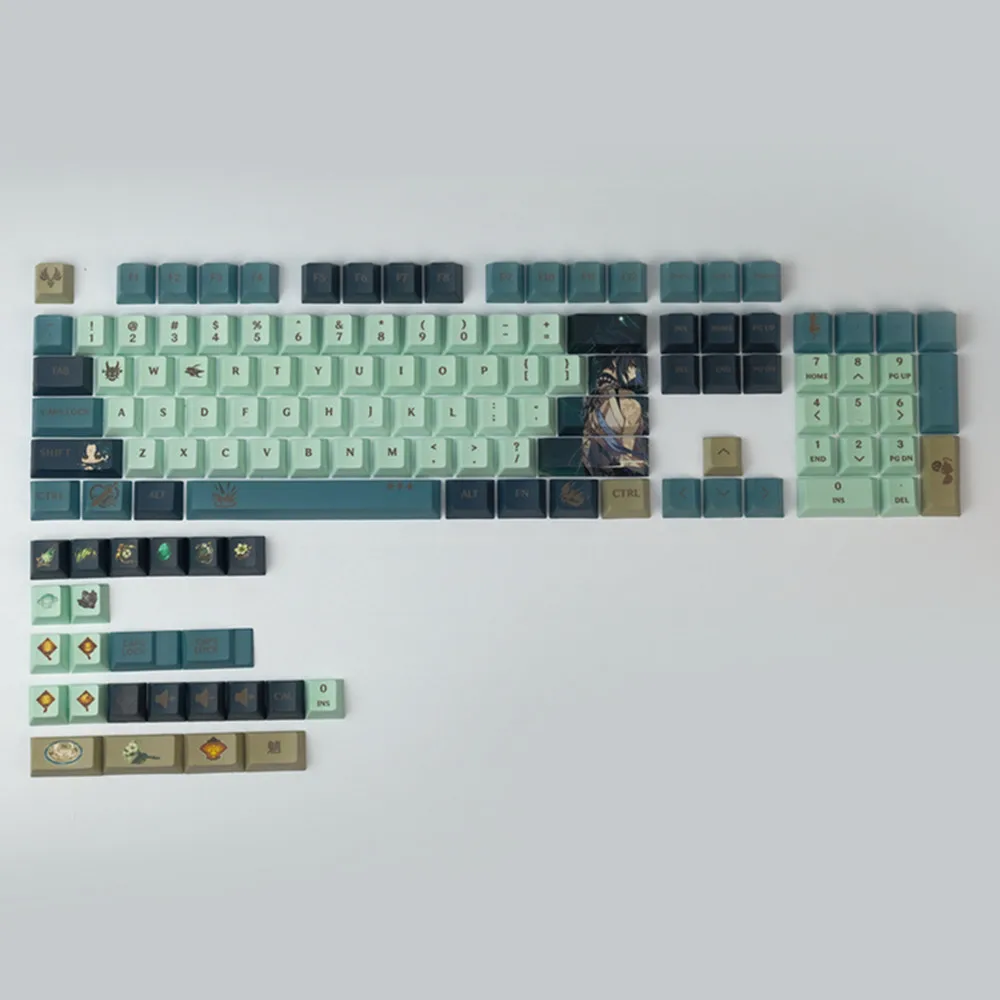 

128 Keys Genshin Impact Xiao Keycaps PBT DYE-Sublimation Cherry Profile For MX Switch Mechanical Keyboard GH60/GK61/GK64