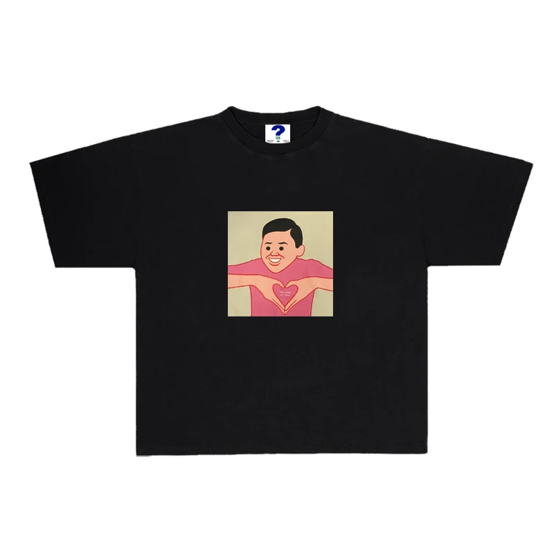 

200g Heavyweight 100% Cotton Ins Trendy Versatile Oversize Crew Neck Loose Short Sleeve T-shirt Niche Couple Tees Tops