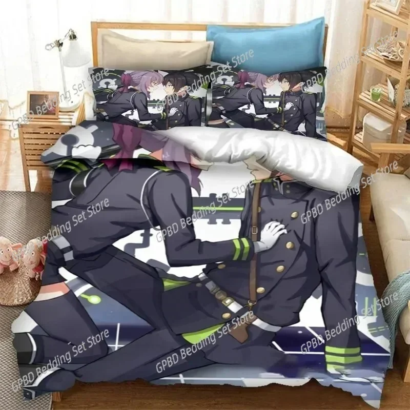 Seraph of the End Mikaela Hyakuya Bedding Set 3D Printed Suitable for Bedroom Duvet Cover Set With Pillowcases Kids Home Textile