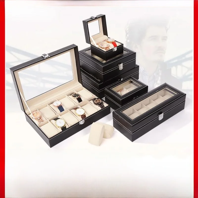 

Черная кожаная коробка для домашнего бизнеса из искусственной кожи, бежевая коробка для хранения ювелирных изделий, роскошный чехол для часов для домашнего декора и бизнеса