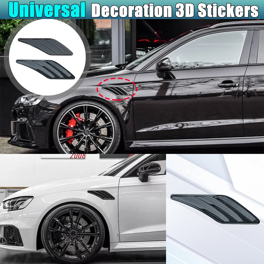 Universal Car 3D Fake Air Vent Shark Gills Design Car Stickers Side Fender Sticker for  Audi A3 A4 B8 A5 A6 TT BMW EE46 E60 F10