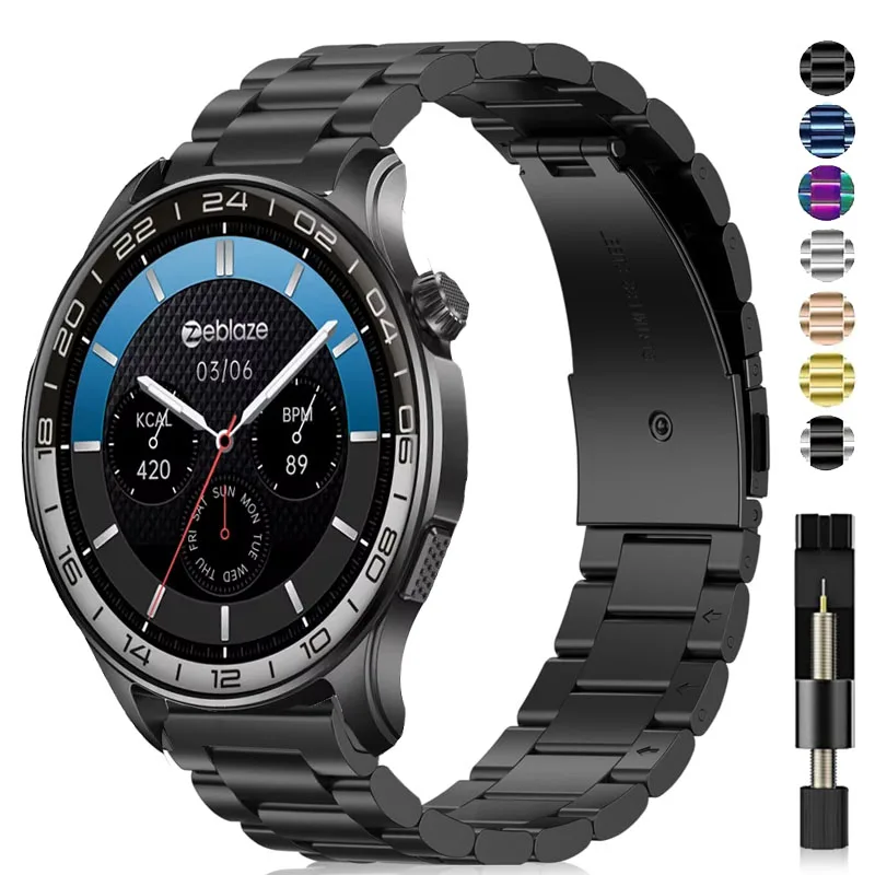 22mm Stainless Steel Band For Zeblaze Btalk 4 Pro/Stratos 2 3 4 Pro Metal Strap For Zeblaze Vibe 8 7 Pro/3Plus/2 Lite/GTR/GTSPro