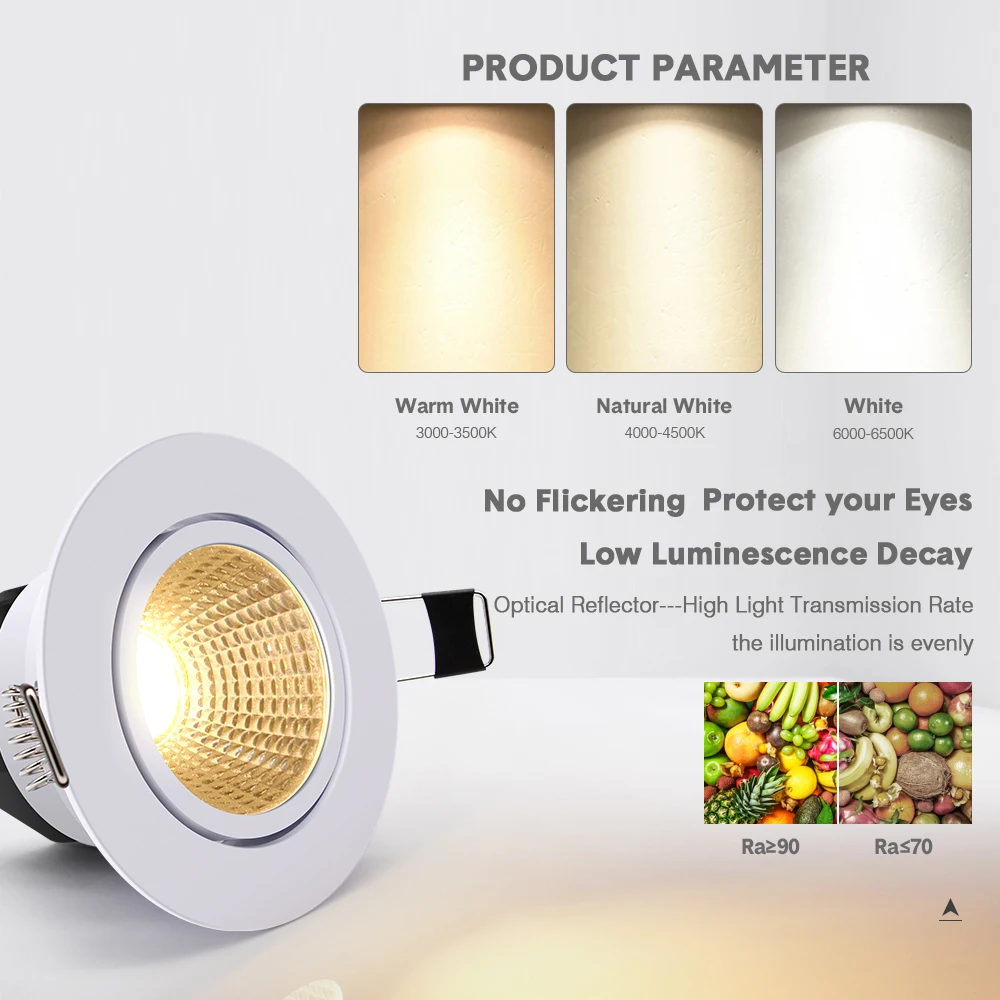 LED COB النازل عكس الضوء Led أضواء راحة مصباح السقف 220 فولت 110 فولت مصابيح Led مستديرة بقعة ضوء للمنزل غرفة نوم المطبخ الحمام