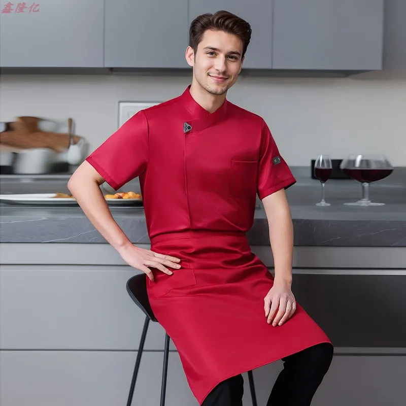 Veste de Chef d'été en maille fine et respirante, vêtements de travail pour hôtel, Restaurant, cuisine, pâtisserie, Chef Steakhouse, uniforme à manches courtes