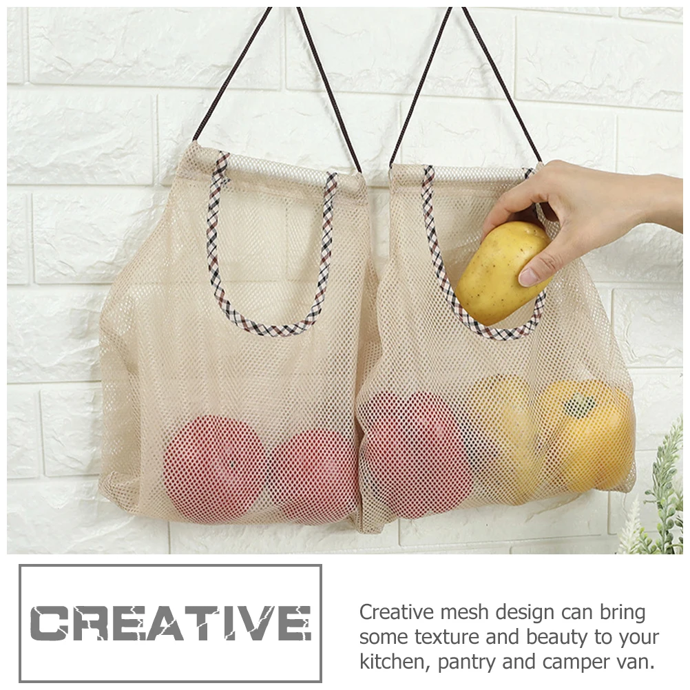 

4pcs Mesh Bag Fruit Garlic Hanging Organizer Reusable Wall Ceiling Space Saver Fresh Keeping Kitchen Gift Mesh for Garlic