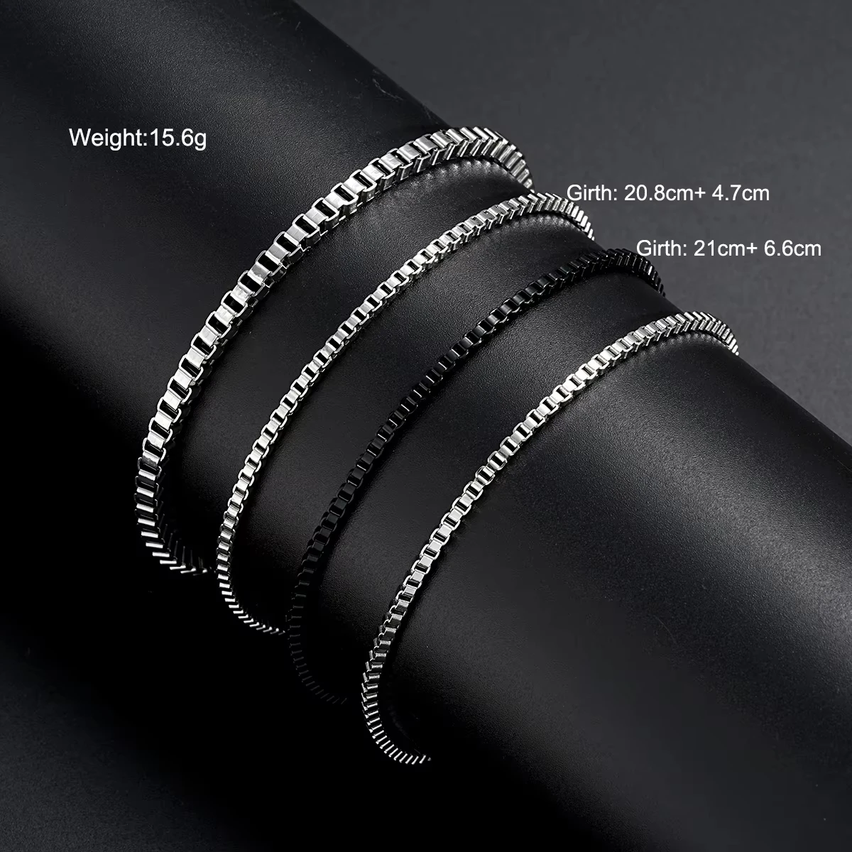 4Pcs/Set Stainless Steel Adjustable Box Chain Bracelets for Men Simple Vintage Silver Color Cuban Bracelets Sets Party Jewelry image 6