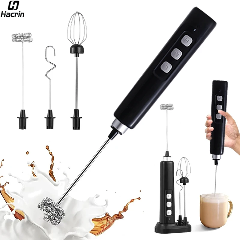 Electric Milk Frother Milk Foam Machine Milk Foamer Rechargeable Milk Beater for Cappuccino Coffee Cream Handheld Whisk Mixer