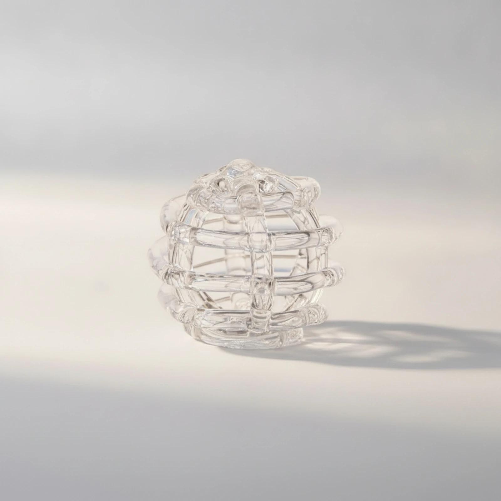 Glass Flower Stem Holder Openwork Bud Vase with Twisted Glass Loops Bud Vase Sculptural Spherical for Florists