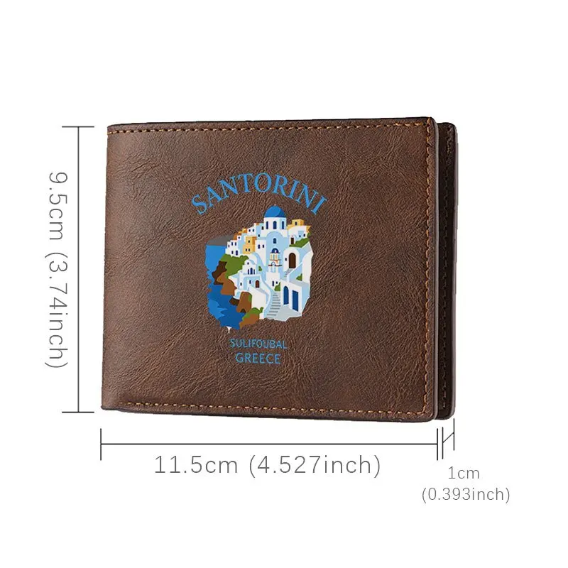 DOMPET KULIT PU SANTORINI GRIECE DESAIN MINIMALIS UNTUK PRIA DAN WANITA RINGAN TAHAN LAMA UNTUK PENGGUNAAN SEHARI-HARI AKSESORIS FASHION
