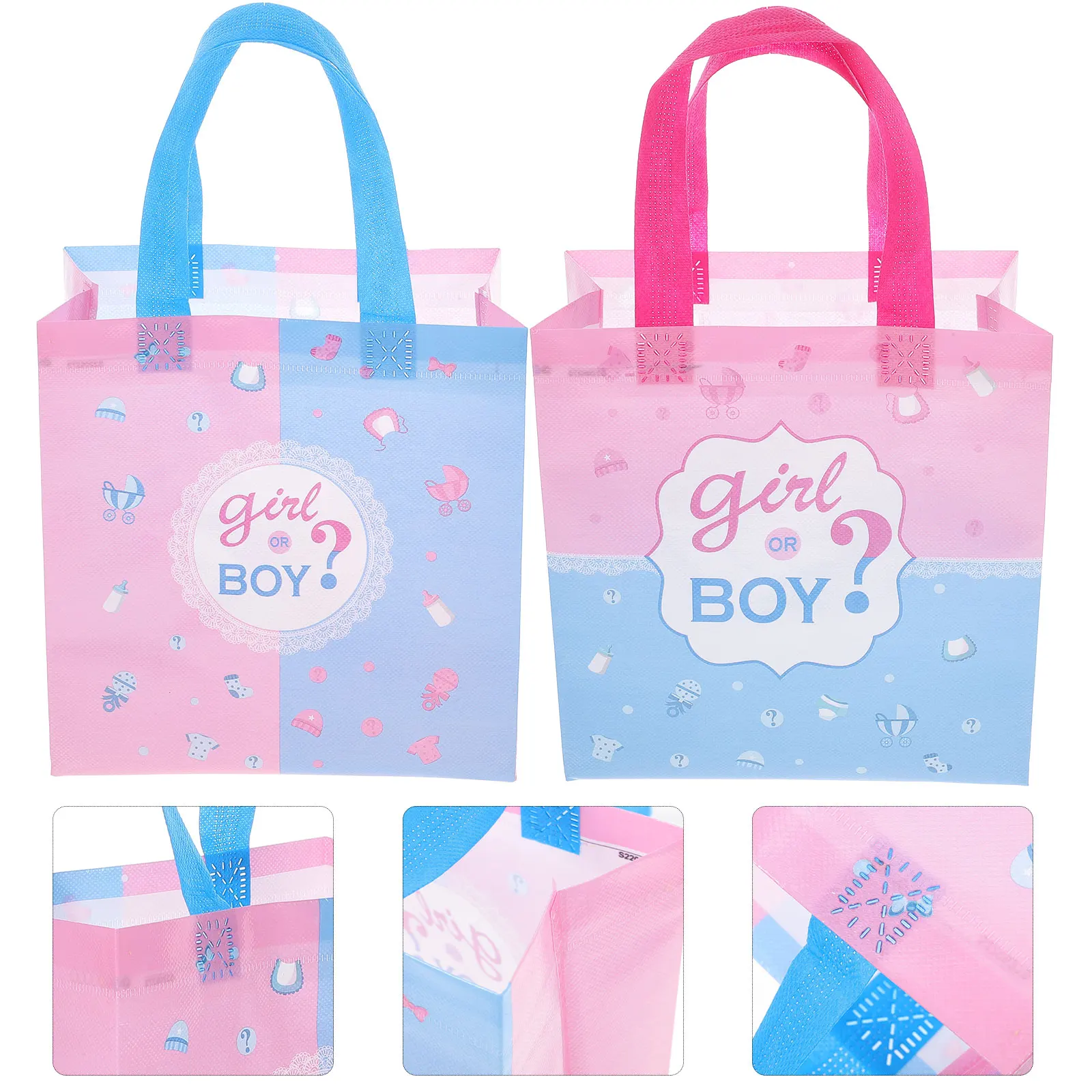

12pcs Fabric Reusable Favor Bags Baby Shower Party Supplies For Baby Shower Gender Reveal Party Candy Treat Wrapping Bags