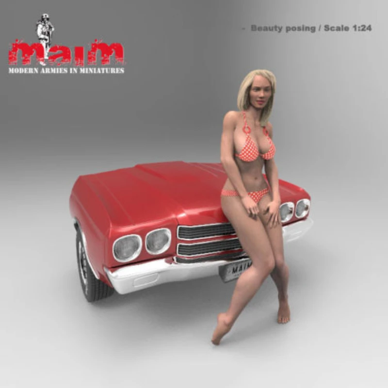 

1/24 Scale Resin Figure Model Kit Sexy beauty model (No Car) Unassembled and Unpainted 3D printing diy toy 031