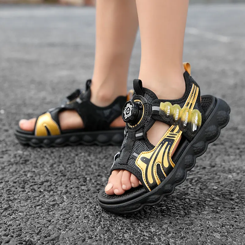 2024 New Summer Rotating Button Boys Girl 8-12years old Sandals  Beach Water Shoes 10 to 14 years old Sneakers Children\'s Trendy