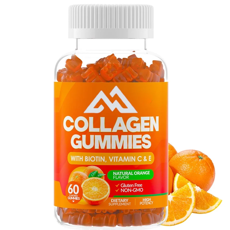 Gomitas con péptido de colágeno que contienen biotina, vitaminas C y E para el cabello, la piel, las uñas y la salud de las articulaciones. 60 caramelos de goma