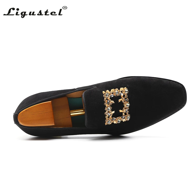 Ligustel Shoe Men Original Designer Luxury Casual Shoes Slip on Fashion Wedding Party Prom Black Loafers for Men Shoes Plus Size