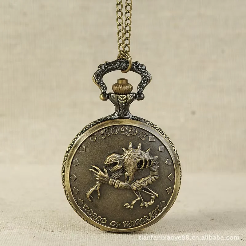 World of Warcraft Theme تنقش Pedant Watch خمر الرجال عارضة البرونزية سلسلة فوب Montre الأزياء #1