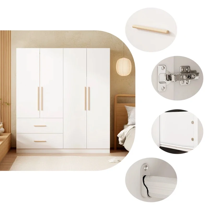 الراقية تصميم مخصص النمط الأوروبي الحديثة غرفة نوم المنزل خزانة خشبية بالجملة خزانة ملابس بيضاء #5