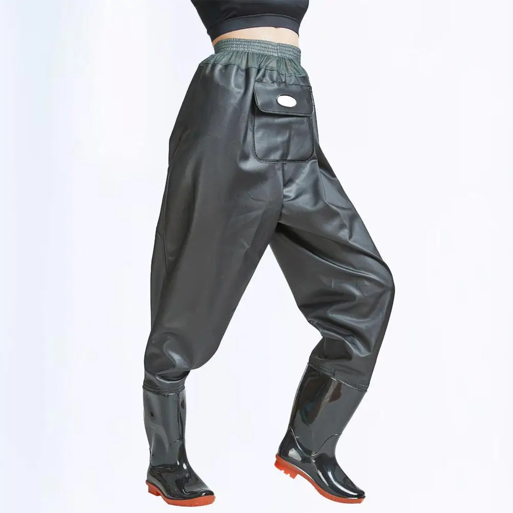 ลุยสําหรับผู้ชายกันน้ําตกปลาผู้หญิงสูทกางเกงไปครึ่งตัวด้วยรองเท้าลุยของผู้หญิง