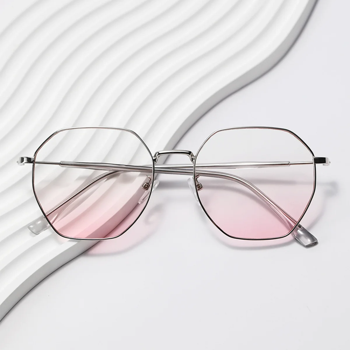 

new fashion Blush sunglasses women 2022 luxury brand designer oversized metal frame polygon sun glasses Ins popular party oculo