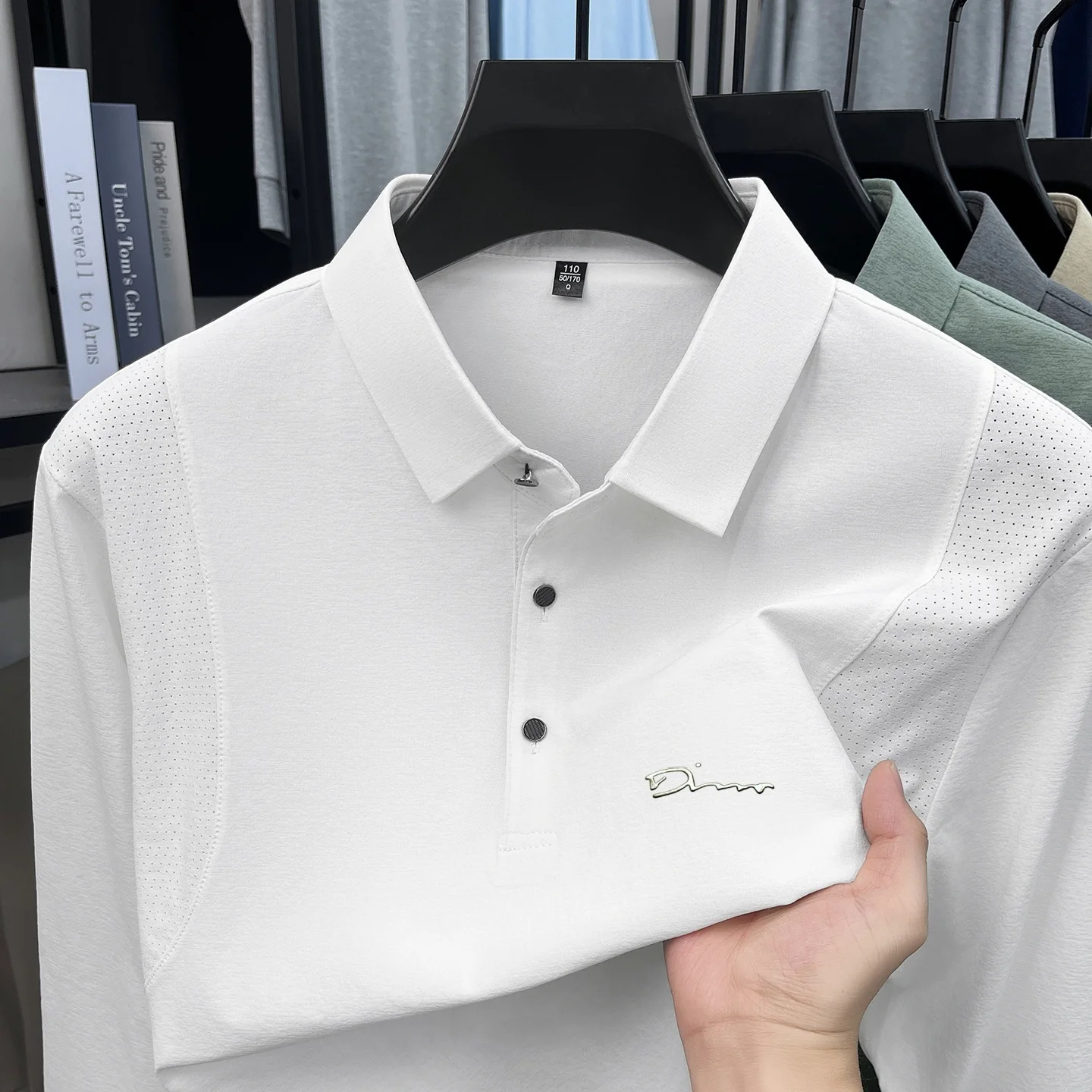 Designer brand long-sleeved men's T-shirt simple fashion original letter decal design soft skin friendly breathable polo shirt