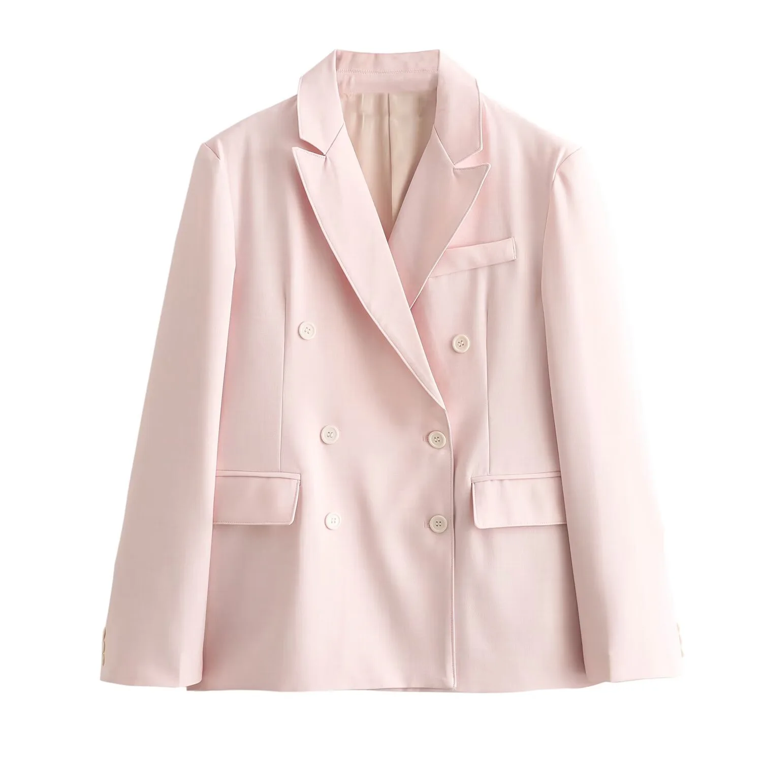 Tangada 2024 Women Pink Blazer Jacket Buttons Long Sleeve Ladies Suit QD056