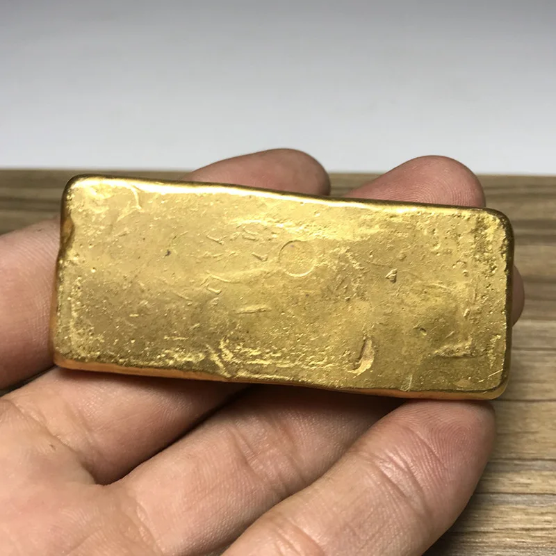 Antique Pure copper gold ingot ornament, antique-style solid piece Central Mint Sun Yat-sen commemorative gold bars and gold coi