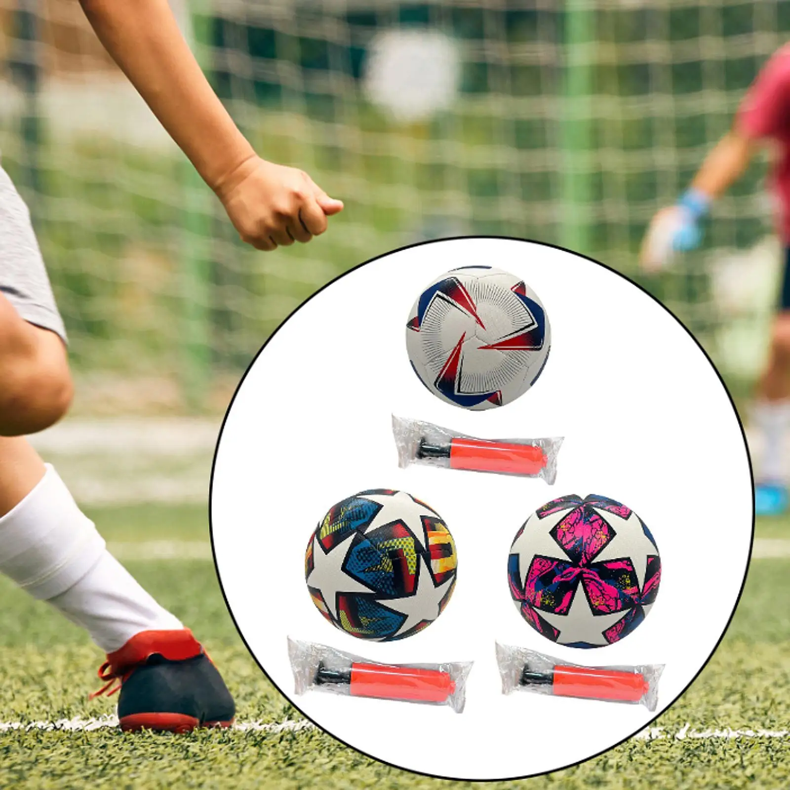 

Soccer Ball Size 5 PU Leather Portable Football for Outdoor Gifts Training