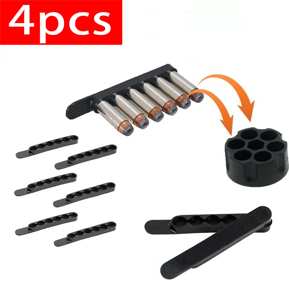 

4Pcs and 8pcs Suitable for. 38 and. 357 Revolver Quick Fire Competitive Storage Strips 6 Round Quick Device Bullets