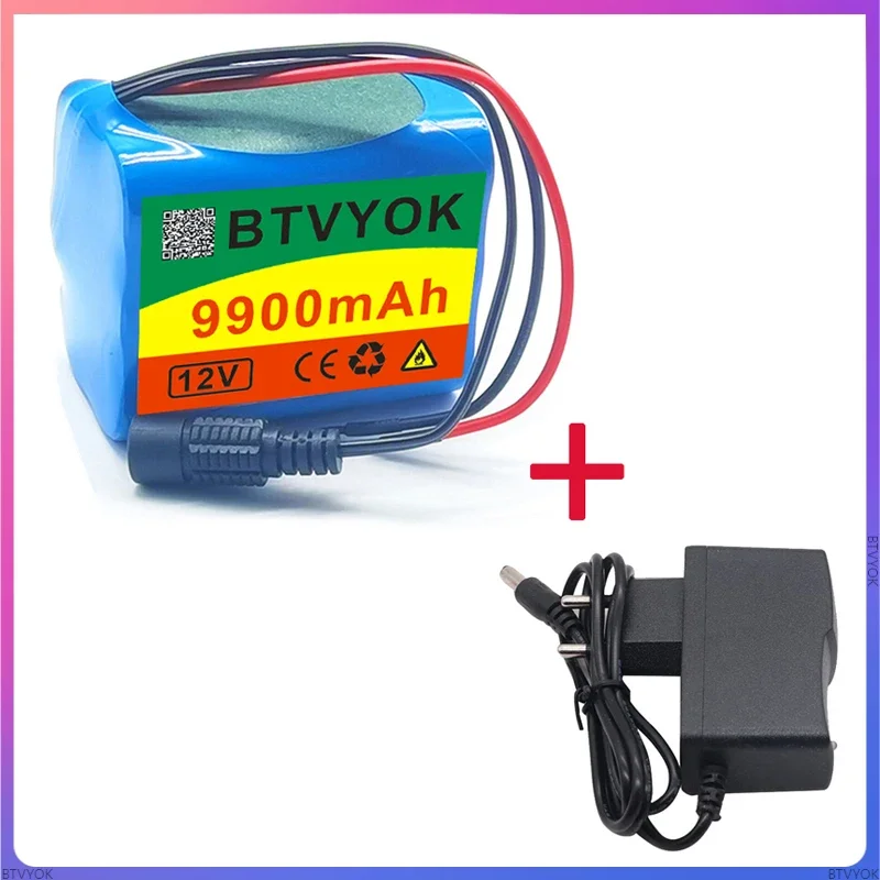 Batteries lithium rechargeables avec BMS, carte de protection, chargeur, 12V, 9900mAh, 3S2P, 18650, 9.9 Ah, Eddie ion