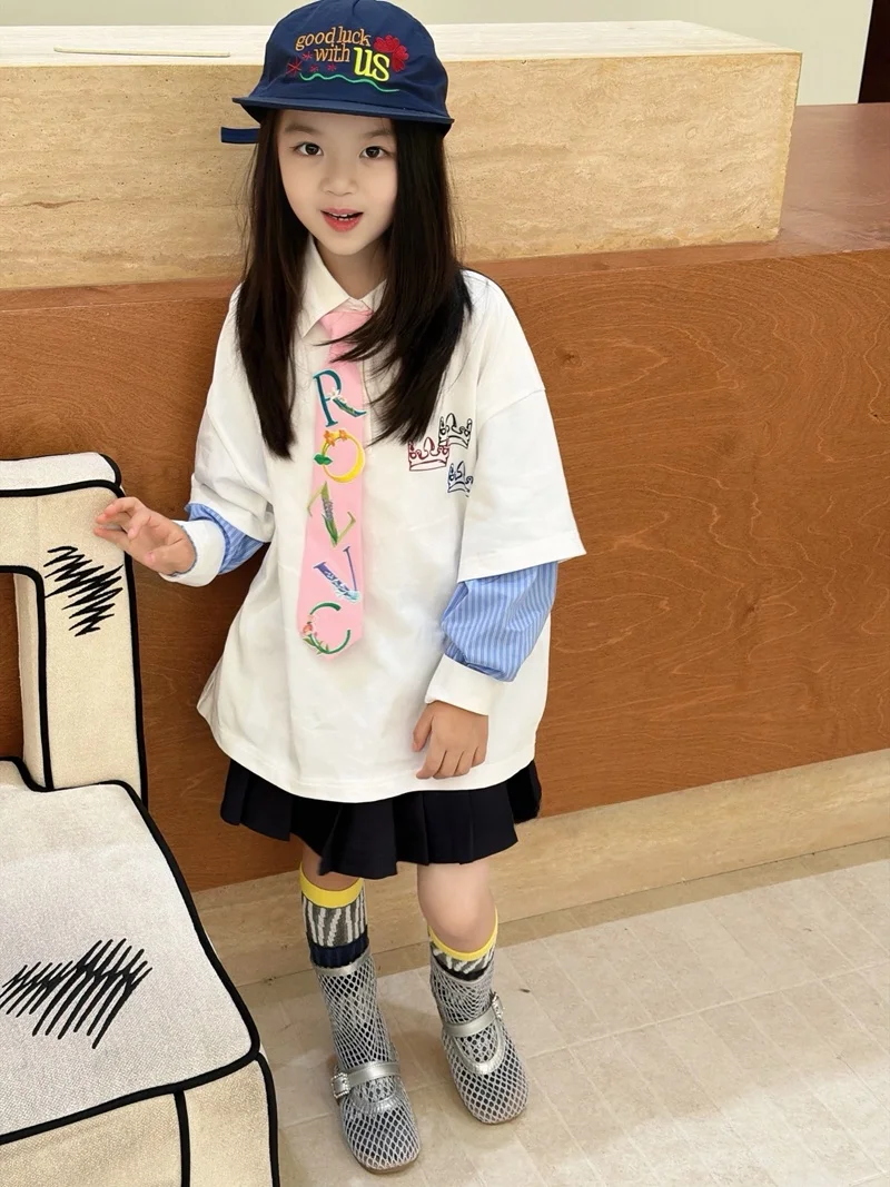 ensemble-jupe-a-pois-et-t-shirt-a-manches-longues-pour-filles-style-coreen-melange-de-coton-vetement-d'automne-respirant-confortable-coupe-ample-pour-enfants