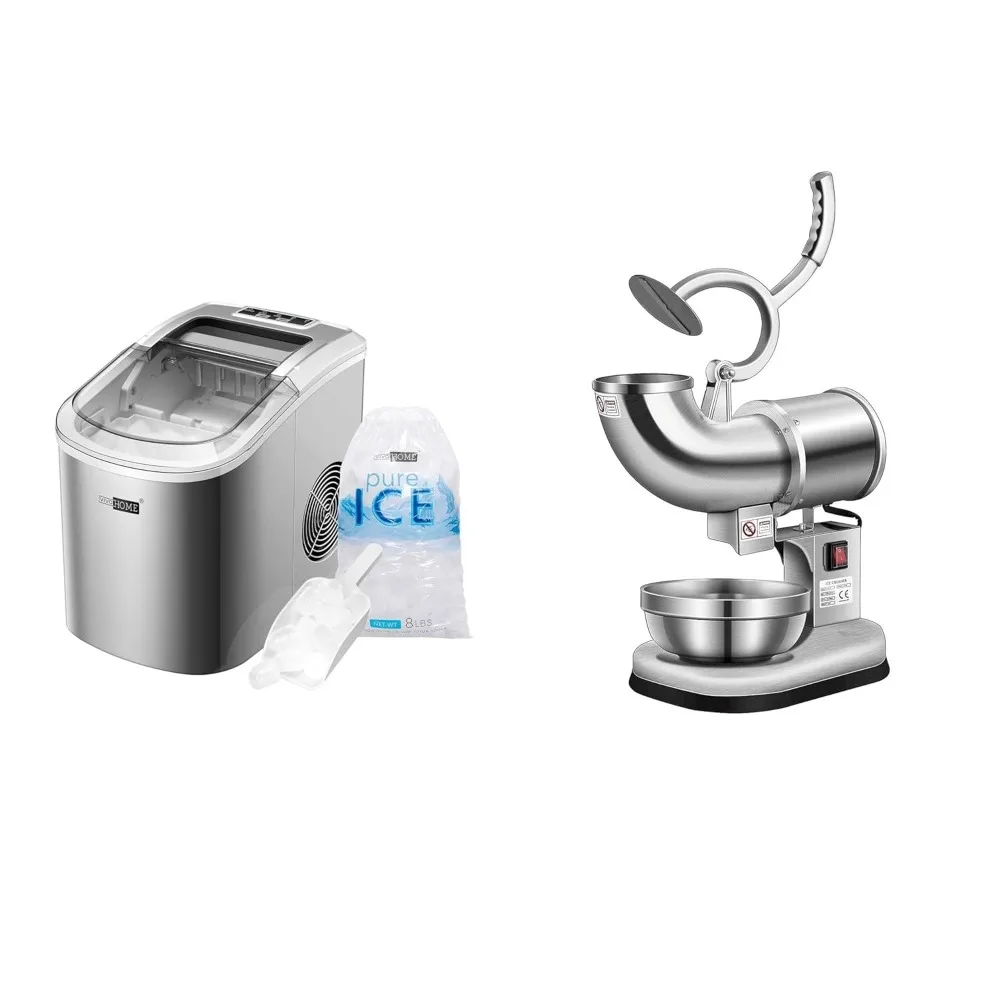 HAOYUNMA    Electric Portable Compact Countertop Automatic Ice Cube Maker Machine with Dual Blades Ice Crusher Shaver