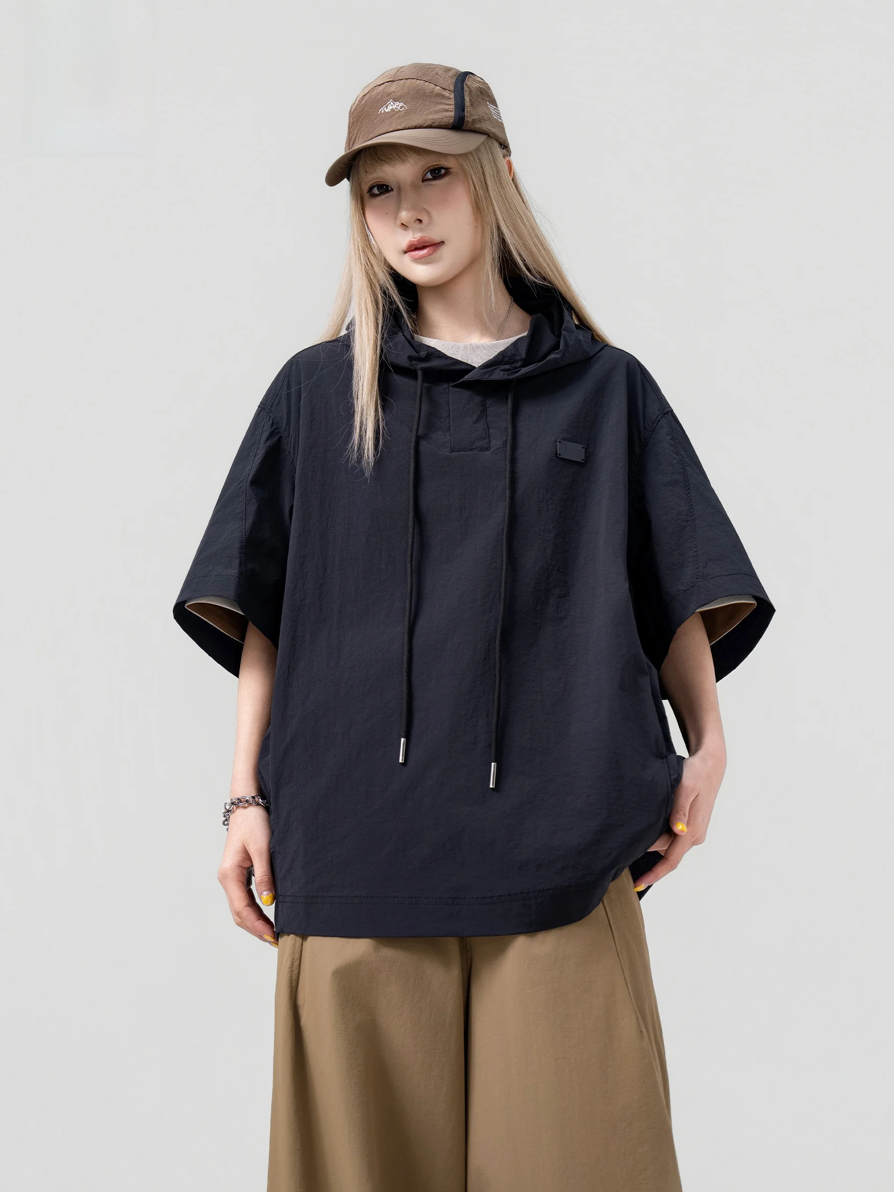 AOGZ American Workwear Hoodie Short Sleeve T-Shirt Unisex Summer New Outdoor Quick Dry Shirt Women's Style Fashionable Street...