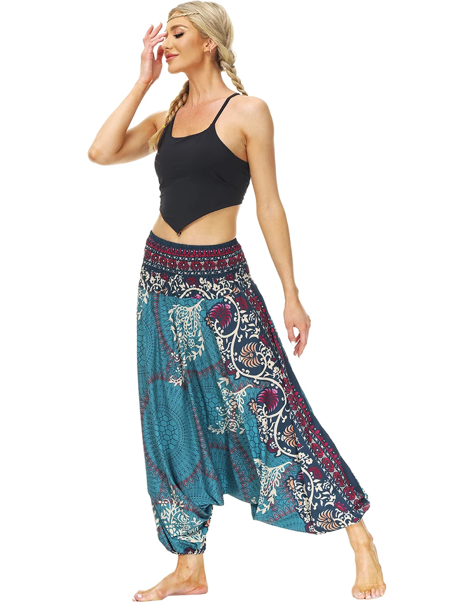 Women\'s Casual Beach Pants Harem Pants Yoga Pants Harem High Waist Baggy Hippie Boho Aladdin Pants