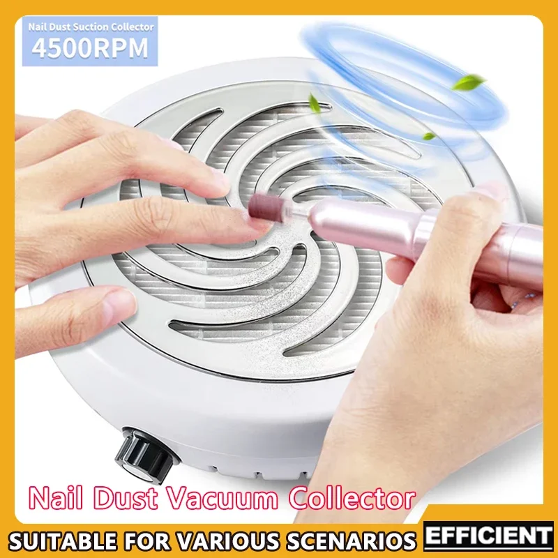 

Powerful Nail Art Manicure Fan Vacuum Cleaner 45000 RPM Super Suction Nail Dust Collector with Filter for Salon Use