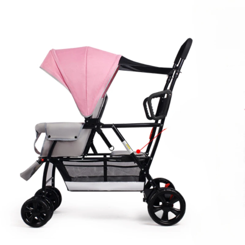 Twin Baby Stroller Front and Rear Separation Pushchair Convertible Sit-and-Lie Double Pushchair Lightweight Foldable