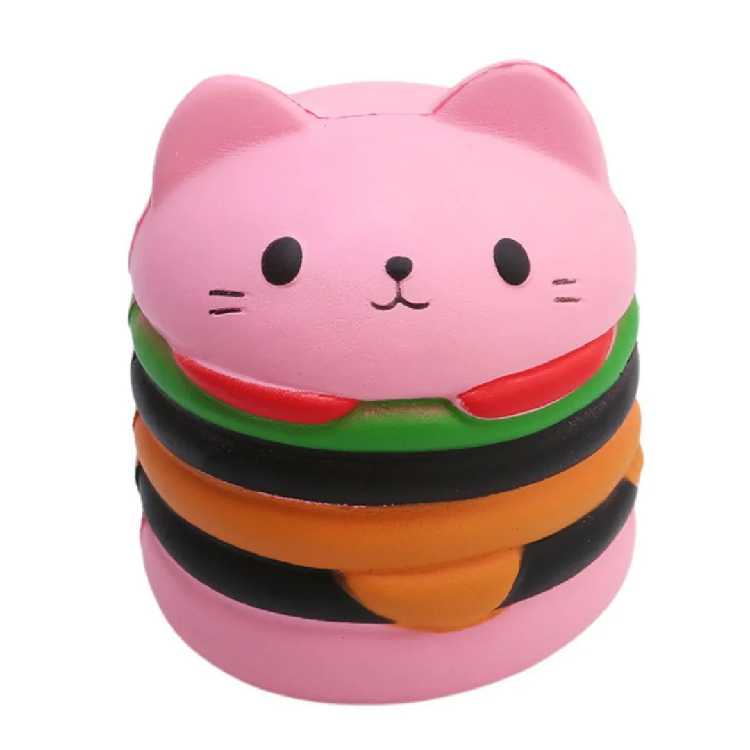 1pc Anti-stress Cat Face Burger Cat Squishy Simulated Bread PU Soft Slow Rising Squeeze Toys Stress Relief Kids Toy Xmas Gift