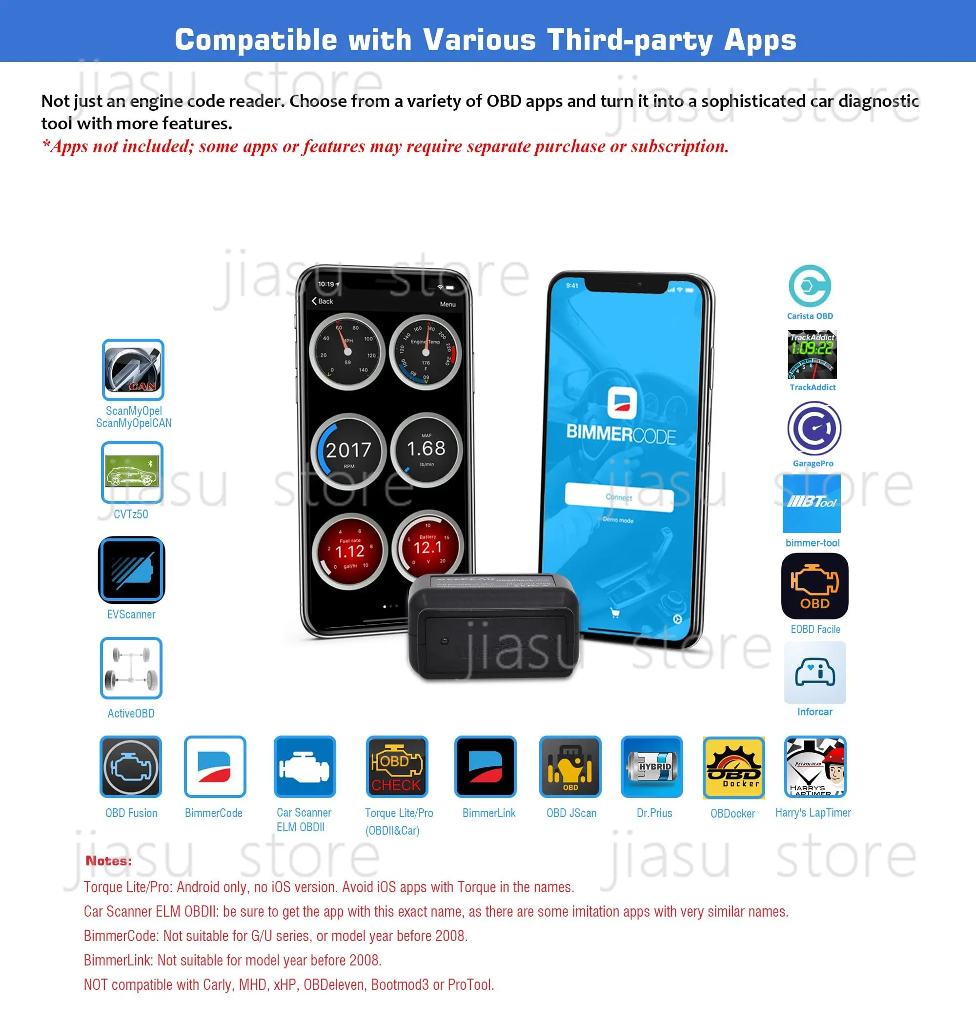 OBDCheck BLE OBD2 Bluetooth Scanner, BT4.0 Auto Diagnostic Scan Tool for iOS Android, Car Check Engine Fault Reader