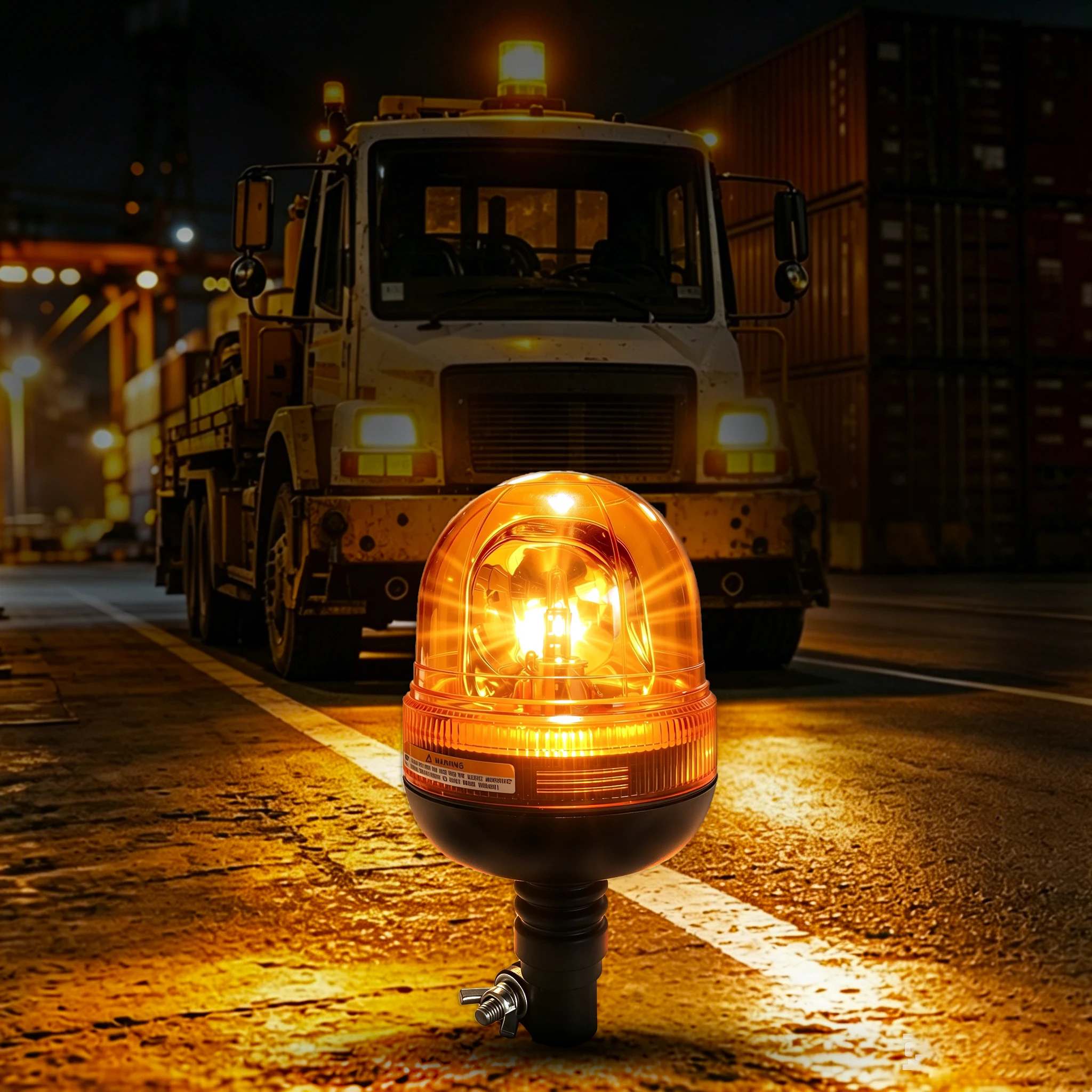 10-24V Amber LED Beacon Warning Light Rotating Strobe Light with Cigarette Lighter Plug for Trucks