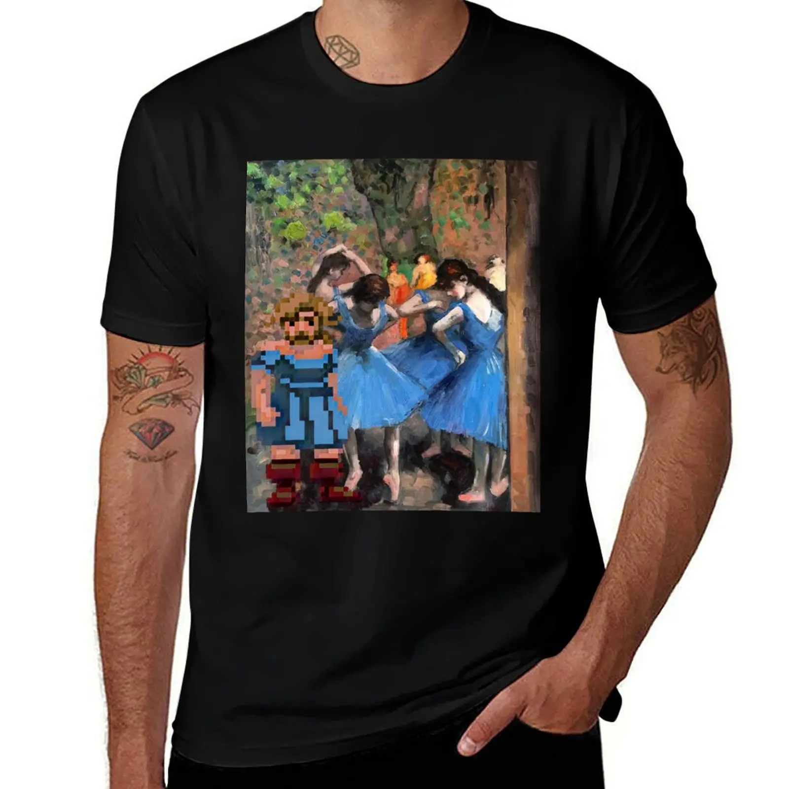 Guybrush dancer in blue (Monkey Island X Degas) - Clothing, gadgets & face masks T-Shirt Fashion Casual Short Sleeve T-Shirt