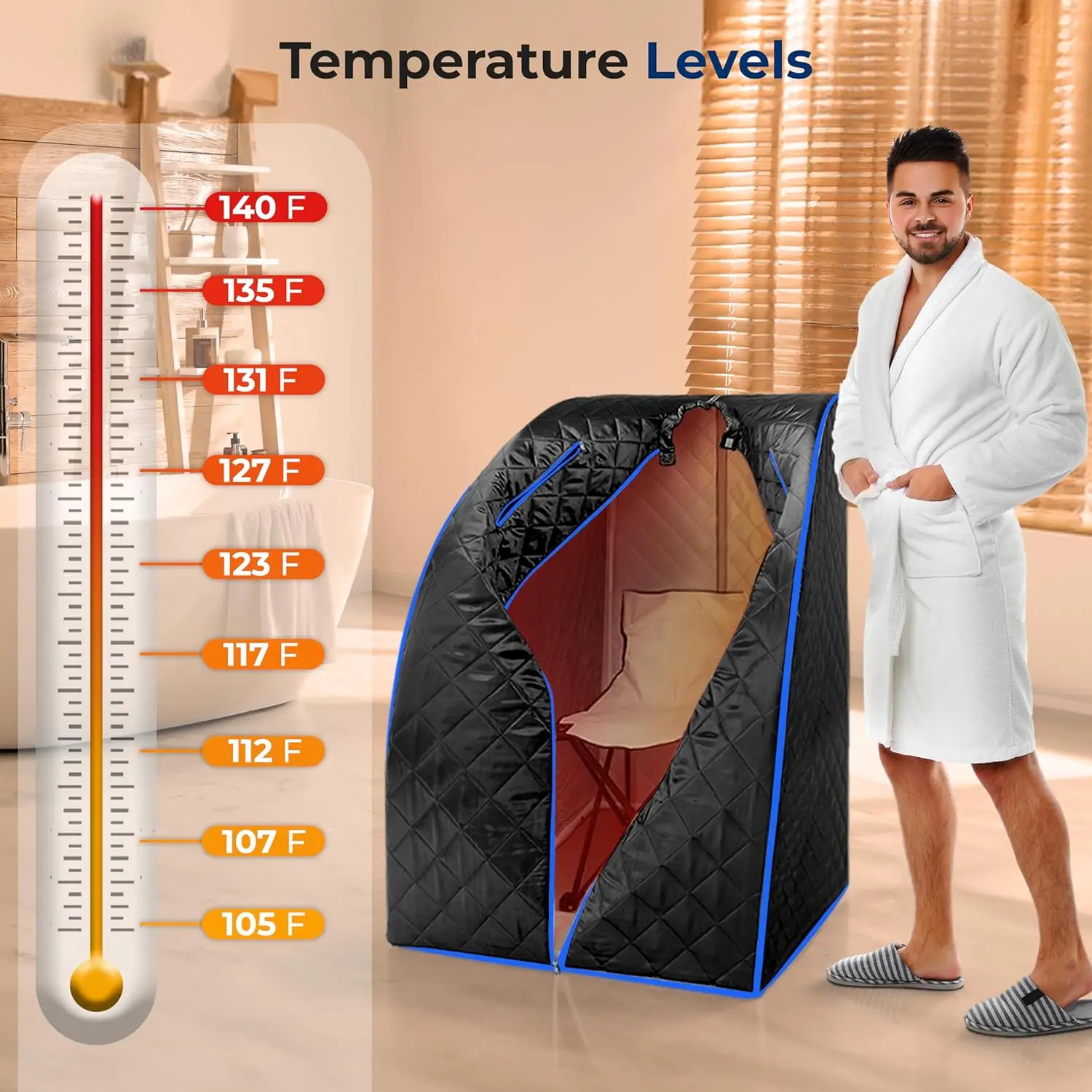 Portable Sauna for Home, Infrared Sauna Tent with Heated Foot Pad and Folding Chair, Compact Personal Rejuvenation Sa