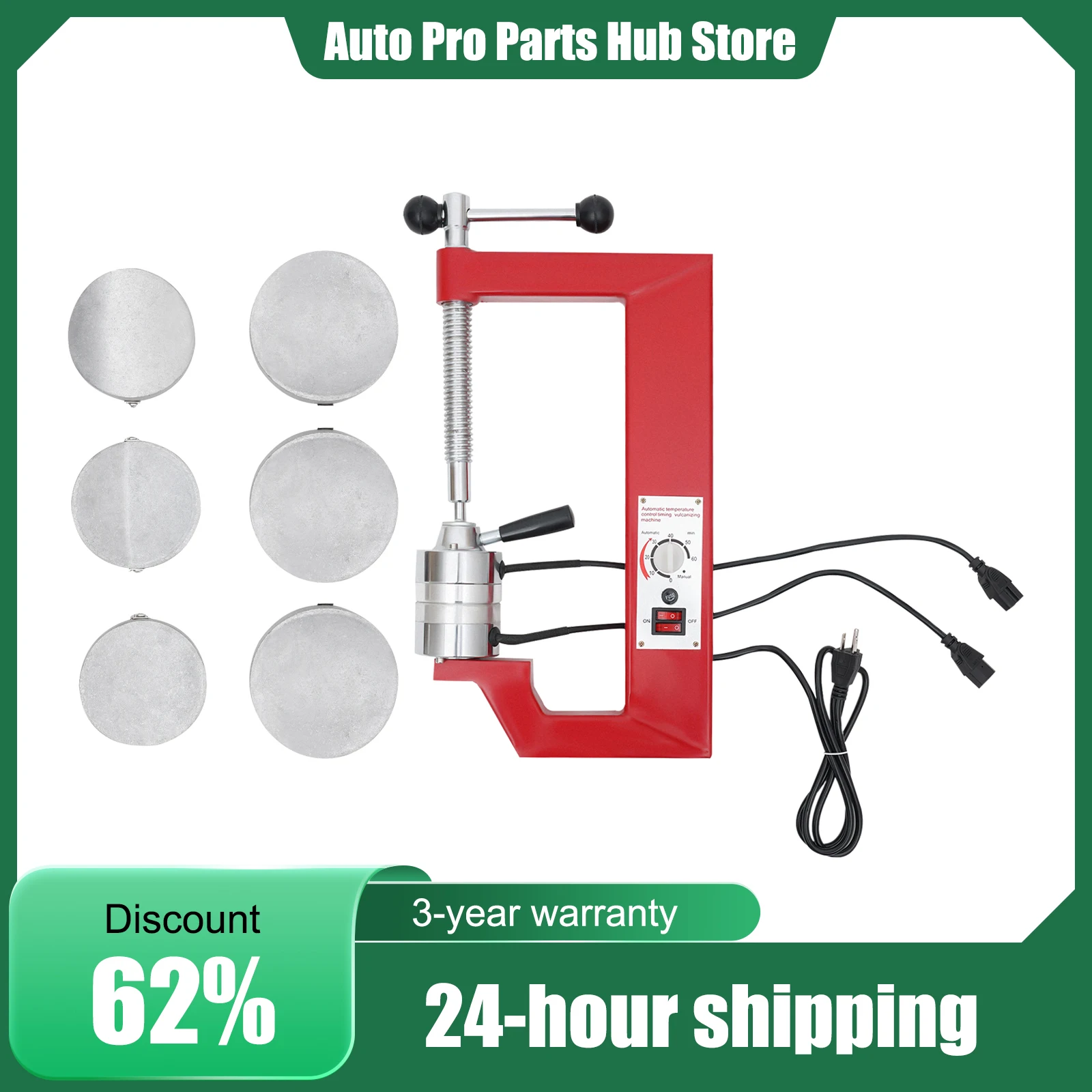 

Tire Patch Repair Tool Kit, Tyre Vulcanizing Machine Kit, Spot Hot Vulcanizing Machine, with 6 Molds, 110V, Adjustable Height
