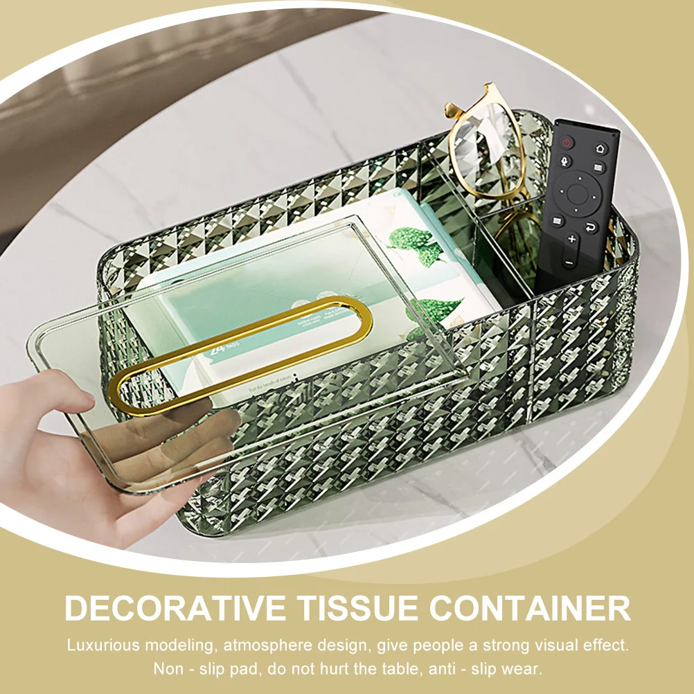 

Gold Plated Edge Wide Mouth Tissue Box Transparent Design Non-Slip Pad Large Capacity Compartment Storage For Home Hotel
