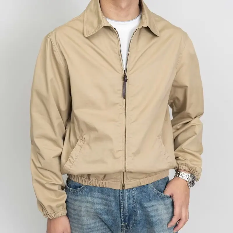 Retro American Style Baseball Jacket Men's Spring Autumn Commute Classic Simple Flight Coat Loose Fit Zipper Decoration Windp...